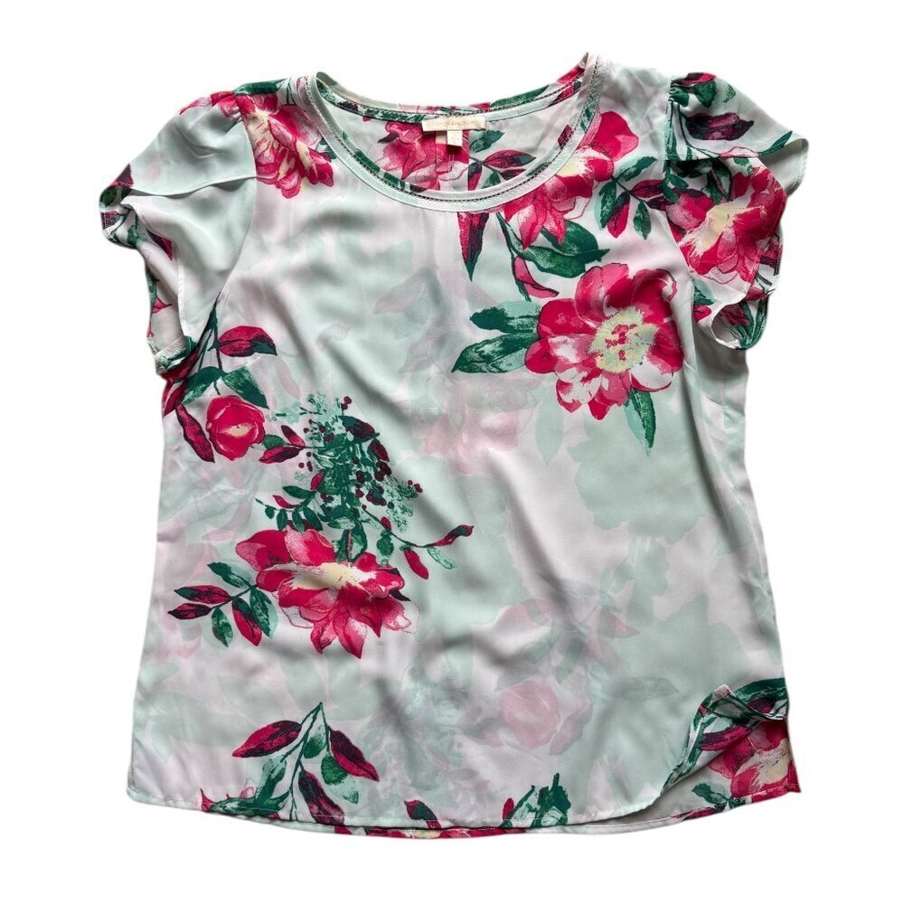 Skies Are Blue Womens Top With Ruffle Sleeves Size Large